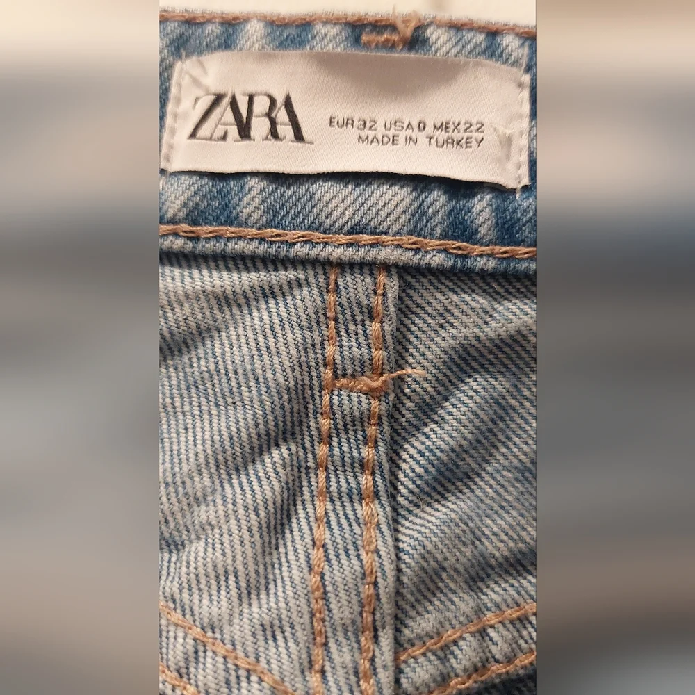 Zara Light Blue Straight Leg Jeans with Distressed Details - Picture 3 of 4